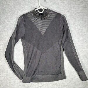 Zella Mock Neck Athletic Running Top Pullover Size Small Black Long Sleeves